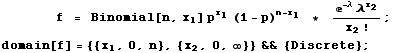                &nbs ... 955;^x_2)/x_2 ! ;   domain[f] = {{x_1, 0, n}, {x_2, 0, ∞}} && {Discrete} ;